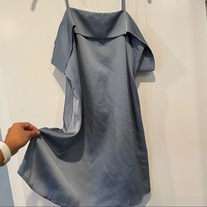 Blue Silky Satin Dress